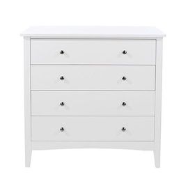 Commode 4 Tiroirs 83x43x85 Cm En Bois De Pin Blanc - Klari