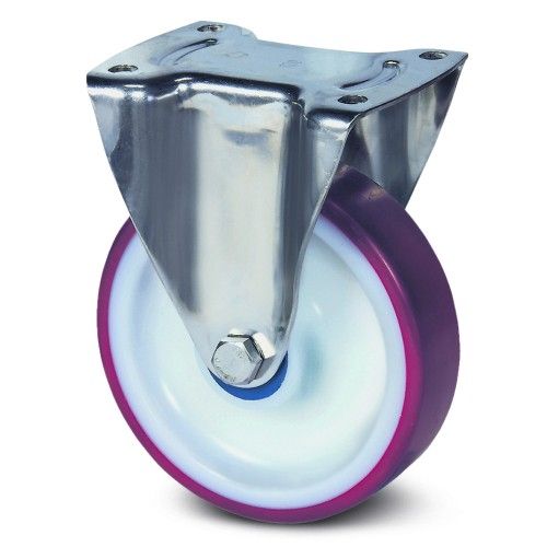 Roulette fixe inox - bandage rouge - platine - ø de roue 100 mm - Alpha TENTE