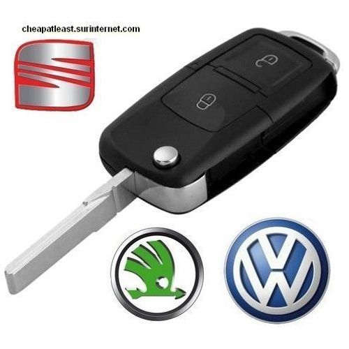 Coque De Clé 2 Boutons Télécommande Vag Vw Volkswagen Bora Golf Passat Polo Touran Touareg New Beetle... Seat Ibiza Altea Leon Toledo... Skoda Fabia, Roomster, Superb, Octavia...