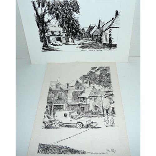 71 Toulon-Sur-Arroux Lot De Deux Dessins À L'encre De Chine