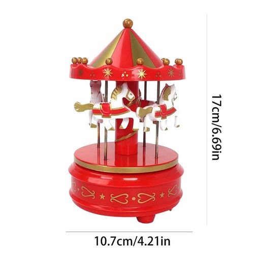 Boîte À Musique Avec Cheval Rond En Bois, Cadeau D'anniversaire En Plastique, Décor De Maison