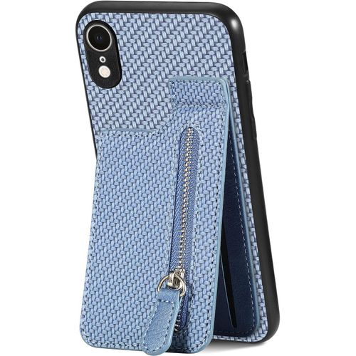 Coque Iphone Xr, Portefeuille Etui Housse Pour Iphone Xr Coque Pu Cuir Flip Etui A Rabat Et Folio Clapet Zippe Wallet Couverture Pour Iphone Xr,Sd Xw Blue