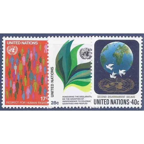 Timbre Collection Onu New-York N° Yvert Et Tellier 359/361 Neuf Sans Charnière