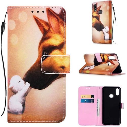Coque Pour Samsung Galaxy A10s Housse Image 3d Etui En Cuir Pu Portefeuille Coque Fente Carte Fermeture Magnetique Flip Bequille+Protecteur D'ecran 1 Pcs (Baiser De Chien)