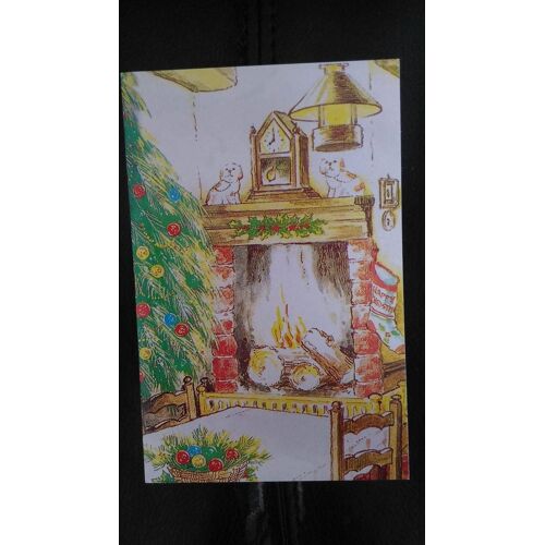 Carte Postale Voeux Noël Feu De Cheminée