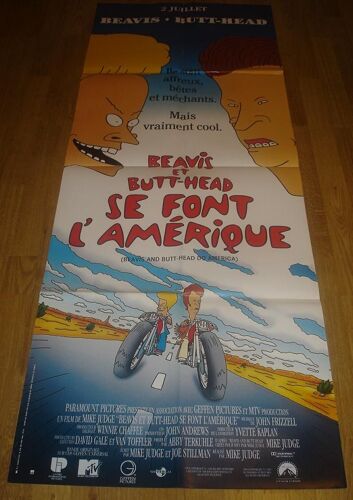 Beavis Et Butt-Head Se Font L'amérique - Affiche Originale De Cinéma - Format 60x160 Cm - Un Film De Mike Judge Avec Les Voix De Robert Stack, Cloris Leachman, Jacqueline Barba - Année 1996
