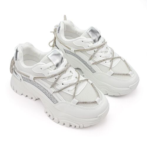 Baskets Femme En Cuircologique Ps045 Blanceu
