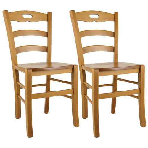 Suzy - Lot De 2 Chaises Teinté Chêne Et Assises En Bois