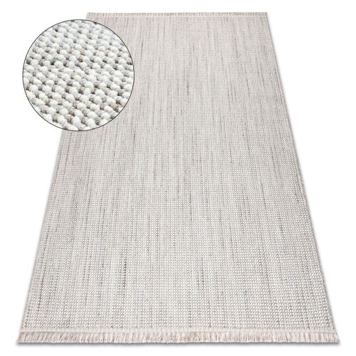 160x220 Cm Tapis Nano Eo78b Melange, Bouclé, Tissé Plat Blanc / Gris