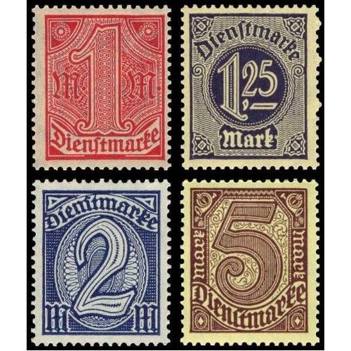 Allemagne, Rép. De Weimar 1920 / 22, Joli Lot Timbres De Service, Série Grands Chiffres, Yvert 25 26 27 28, Neufs** / * -