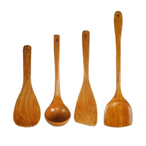 Ensemble De Cuillères À Riz, Pelle En Bois Massif De Style Japonais, Cuillère À Soupe, Spatule Et Poêle À Frire, Ensemble D'outils De Cuisine, 14 Pièces