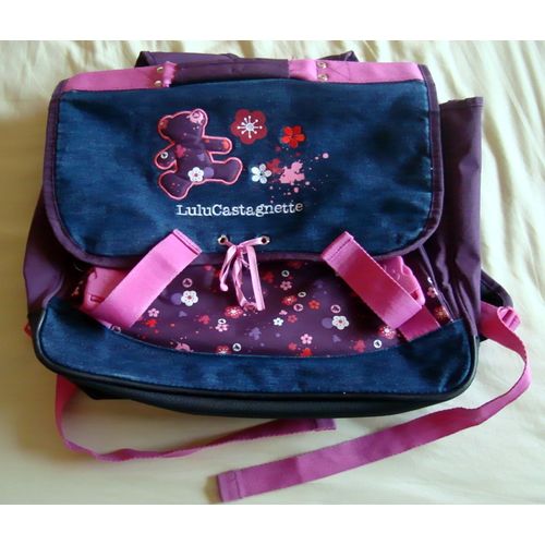 Cartable Lulu Castagnette Couleur Jean / Aubergine / Rose