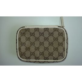 Pochette Gucci En Toile Beige / Marron / Et Cuir