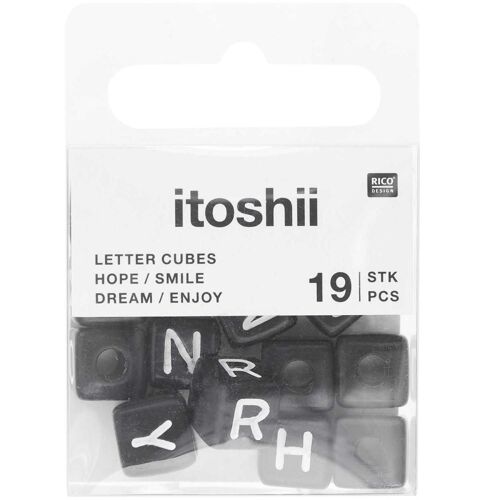 Itoshii Parck De 19 Perles Ponii Noires Hope Smile Dream Enjoy
