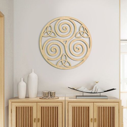 Noeud en bois Triskele Art celtique pour la maison, décor mural triple spirale, Attention irlandaise, Ols, 11'
