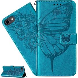 Coque Iphone 6s / Iphone 6,Portefeuille Etui Housse Pour Iphone 6s Coque Gaufrage Fleur Papillon Pu Cuir Flip Wallet Etui Coquille Couverture Pour Iphone 6s,Yb Die Blue