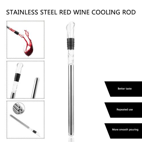 Verseur De Vin Avec Tige De Refroidissement, Seau À Glace, Élégant, Pour Bar, Refroidisseur De Bouteille, Bec Aérateur, En Acier Inoxydable