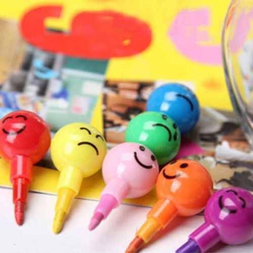 Crayons de 7 couleurs pour enfants, 1 pièce, fournitures artistiques, stylo Pastel, ensemble de dessin, papeterie avec visage souriant, fournitures scolaires Kawaii