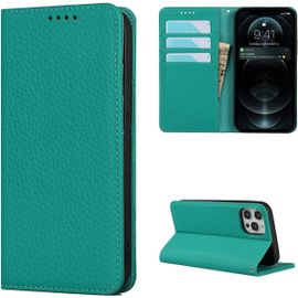 Copmob Coque Iphone 12 Pro Max,Flip Cuir Veritable Portefeuille Etui En Cuir,[4 Fentes][Fermeture Magnetique],Housse Etuis A Rabat Etui De Protection Pour Iphone 12 Pro Max - Bleu Ciel