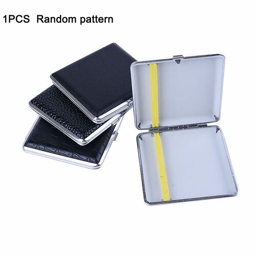 Étuis à Cigarettes noirs portables, emballage 20 étuis à Cigarettes en métal PU cuir, étui de protection anti-pression