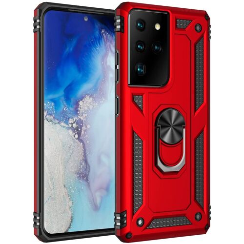 Coque Galaxy S21 Ultra,Housse Antichoc Armure Protection Etui avec Support Cover Case pour Galaxy S21 Ultra (Rouge)