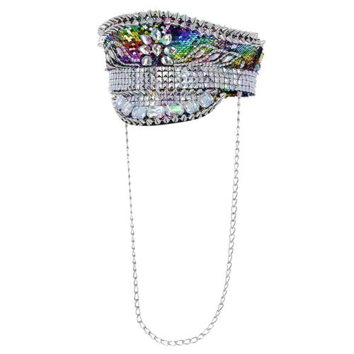 Chapeau Clouté Capitaine Paillettes Multi Adulte