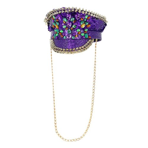 Chapeau Clouté Capitaine Paillettes Violet Adulte