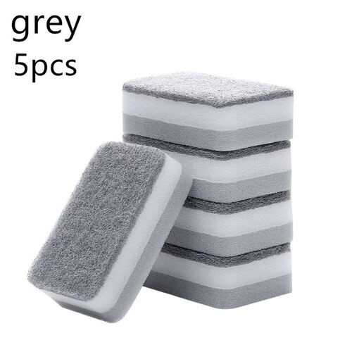 Éponges à récurer double face pour la vaisselle, tampon à récurer, éponges à lingettes, accessoires ménagers, cuisine et gril, 5 pièces