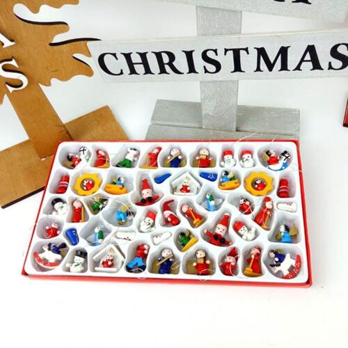 Ensemble de pendentifs de noël, 48 pièces, multi-formes délicates accrocheuses, jolis petits pendentifs de noël en bois, fournitures de vacances