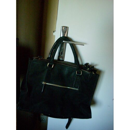 Sac À Main Bandoulière Amovible Kate Lee Cuir Vachette Noir 38 X 28 Cm.
