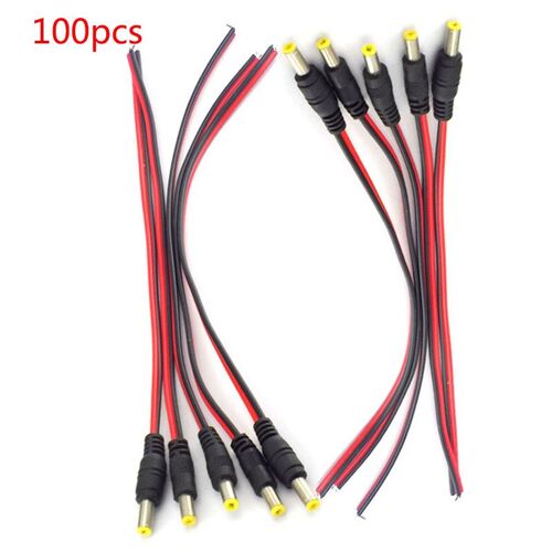 Connecteur femelle d'extension de cc, adaptateur de câble jack, prise pour bande LED, caméra de vidéosurveillance, longueur 26cm, 100 pièces