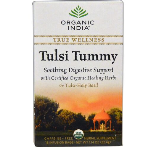 Tulsi Tummy Thé, Sans Caféine, 18 Perfusion Sacs -Organic India 