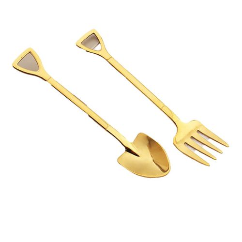 Cuillère En Acier Inoxydable, Fourchette Créative En Forme De Pelle Vaisselle Cuillère À Café Cuillère À Remuer Cuillère À Dessert Pastèque 2 Pièces/Ensemble