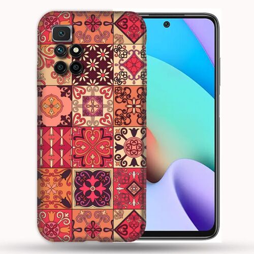 Coque Renforcée Pour Xiaomi Redmi 10 Texture Carreau Ciment Rouge