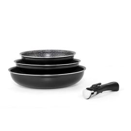 Arthur Martin Am130b Set De 3 Poeles 20-24-28 Cm + 1 Poignée - Tous Feux Dont Induction