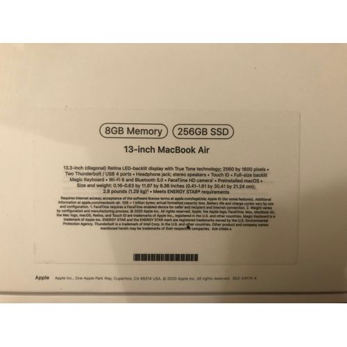 Apple MacBook Air 13" M1 - Ram 8 Go - DD 256 Go - Qwerty - Gris