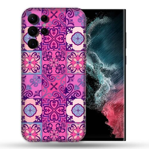 Coque compatible Magsafe Pour Samsung Galaxy S22 Ultra Texture Carreau Ciment Violet