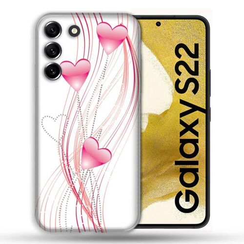 Coque compatible Magsafe Pour Samsung Galaxy S22 Amour Coeur Rose Montant sur Blanc