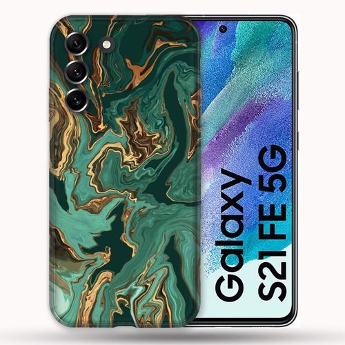 Coque Renforcée Pour Samsung Galaxy S21 Fe / S21fe Texture Marbre Vert