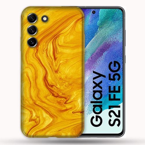 Coque Renforcée Pour Samsung Galaxy S21 Fe / S21fe Texture Marbre Jaune