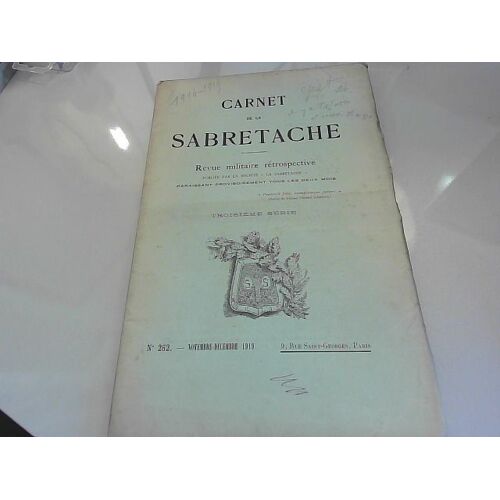 Carnet De Sabretache N°262 Novembre-Décembre 1919