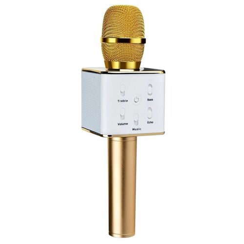 Hobby Tech - Q7 - Microphone sans fil Bluetooth Karaoke avec haut-parleur pour iPhone Android - Or