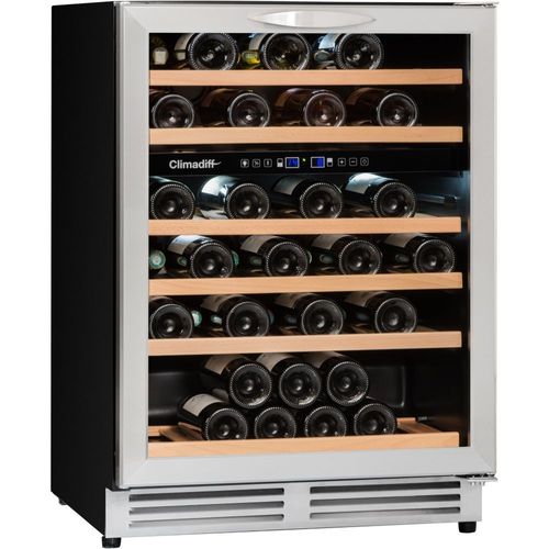Cave à vin Climadiff CBU51D1X - encastré - encastrable - 59.5x57.5x82 cm (lxpxh) - 138 litres - classe G - acier inoxydable