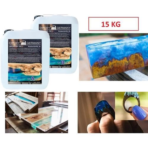 Resine Epoxy 15kg Transparente Bois Table River Metal Résine Époxy Cristalline 2k Qualité Supérieure Dipoxy-2k-700 Cristalline