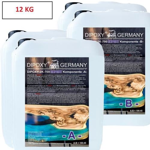 Resine Epoxy 12kg Transparente Bois Table River Metal Résine Époxy Cristalline 2k Qualité Supérieure Dipoxy-2k-700 Cristalline
