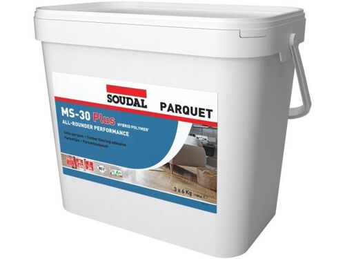Colle Parquet : Soudal MS-30Plus 18Kg (3 Poches de 6Kg) Pose de Parquet Massif et Contrecollé