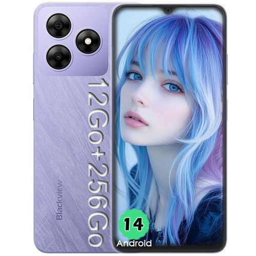 Blackview WAVE 8 Téléphone Portable 6.56" 12Go+256Go/2 To 13MP+8MP 5000mAh Smartphone 4G Android 14 Dual SIM - Violet