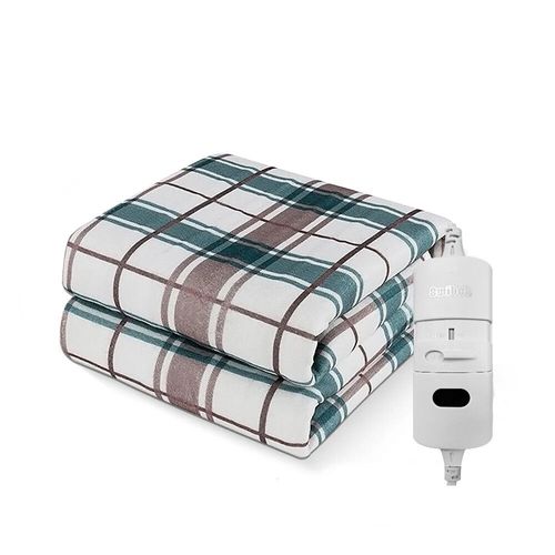 Couverture chauffante électrique avec thermostat automatique,matelas de lit,chauffe-corps double,tapis métropolitain,coussin en polymères,prise UE,220V - Type Gray and Green-70x150CM #A