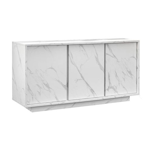 Buffet 3 Portes Aspect Marbre Blanc