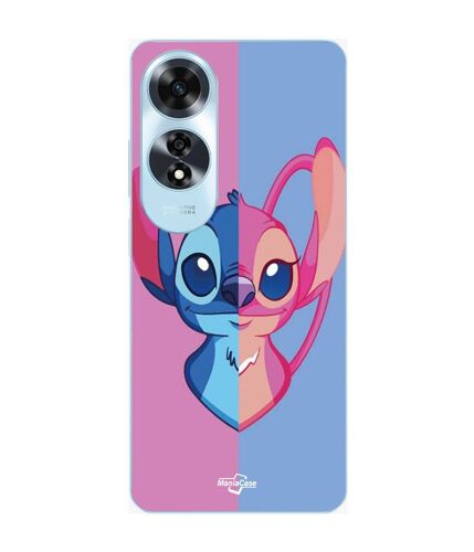 Coque Oppo A60 Stitch Et Angel Bleu Et Rose